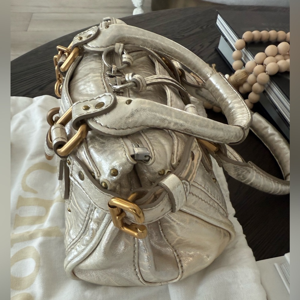 CHLOE Paddington Metallic Silver Leather Top-Handle all inclusive authentic card - Picture 10 of 16